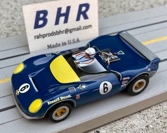 Mark Donohue '67 Lola T70, BHR Custom Body Slot Car, Artist Signed; HO 1/64
