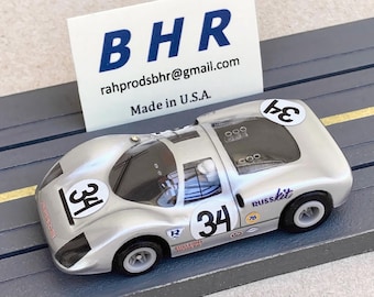 Ken Miles Porsche 906, BHR Custom Body Slot Car, Artist Signed; HO 1/64