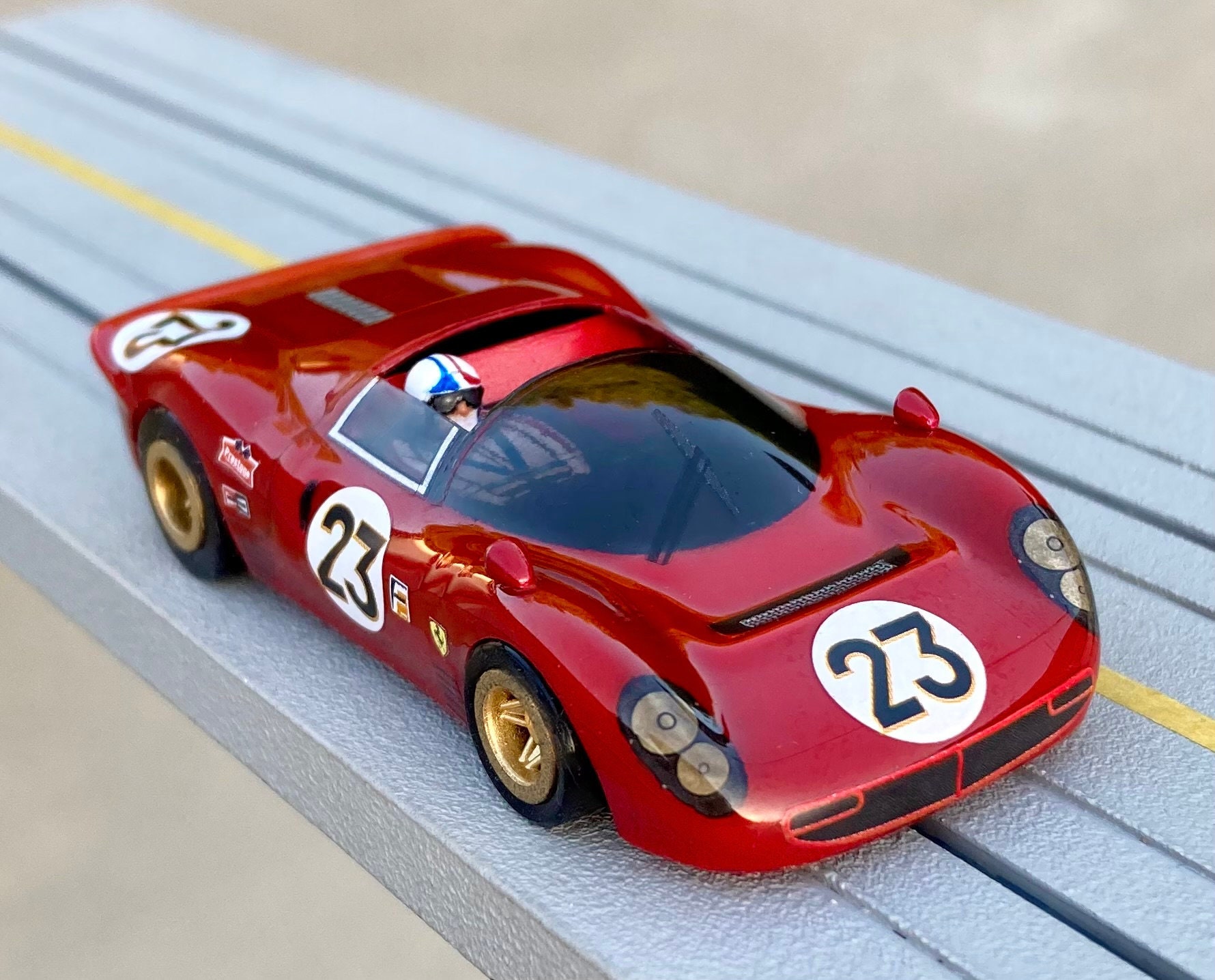 BHR Ferrari 330 P4 Spyder Slot Car, HO 1/64, Artist Signed