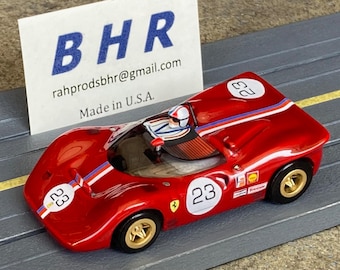 Amon Ferrari 350, BHR Custom Body Slot Car, Artist Signed; HO 1/64