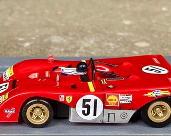 1971 Ferrari 312 PB, BHR Custom Body Slot Car, Artist Signed; HO 1
