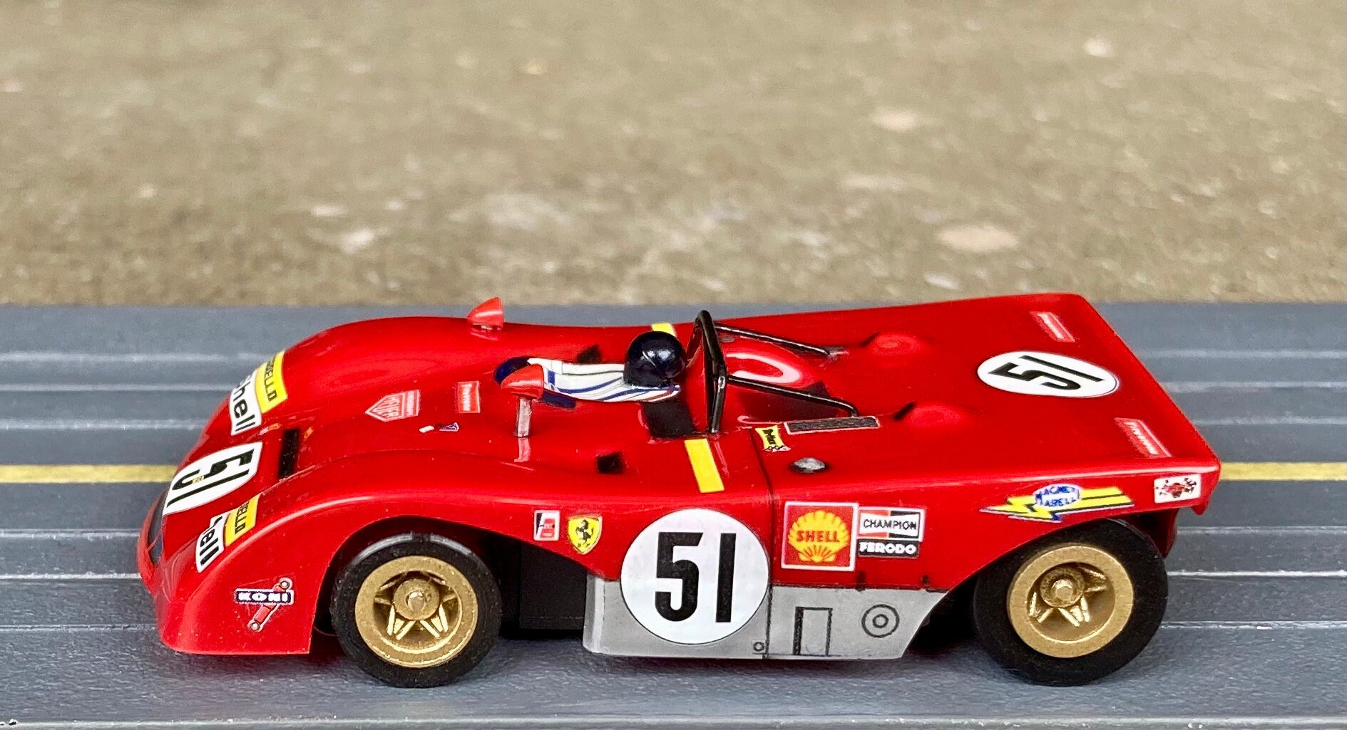 1971 Ferrari 312 PB, BHR Custom Body Slot Car, Artist Signed; HO 1