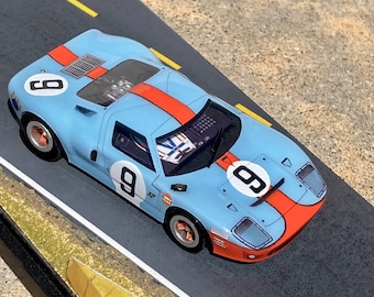 BHR 1968 Rodriguez Ford GT40 Custom Slot Car, Artist Signed; HO 1/64