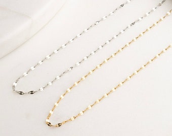 CHRISTY Sparkle Chain Necklace, Silver Glitter Chain Necklace, Gold Shimmering Choker, Minimalist Necklace, Delicate Necklace, Gift for Her
