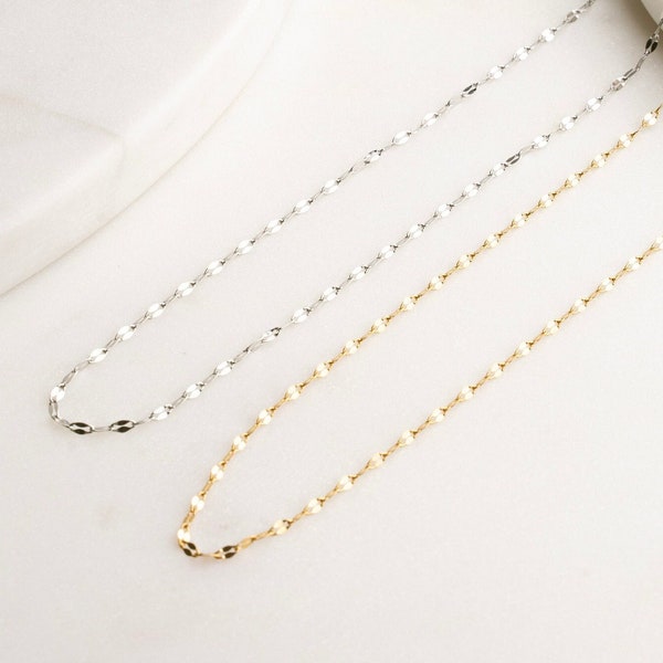 CHRISTY Sparkle Chain Necklace, Silver Glitter Chain Necklace, Gold Shimmering Choker, Minimalist Necklace, Delicate Necklace, Gift for Her
