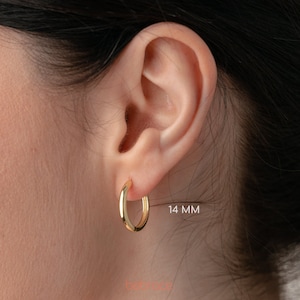 ELLE Gold Thick Huggie Hoop Earrings, Sterling Silver Rounded Hoop Earring, Small Bold Hoop Earrings, Tiny Hoop Earrings, Everyday Earrings
