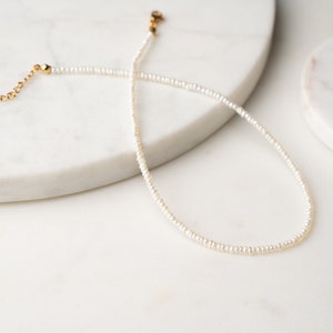 thin small tiny irregular pearl necklace choker, cultured freshwater pearls