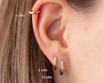 Créoles en or ELLE, créoles Huggie, boucles d'oreilles en argent sterling, petites créoles, boucle d'oreille cartilage, créole hélicoïdale, boucle d'oreille tragus