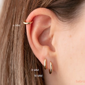 Créoles en or ELLE, créoles Huggie, boucles d'oreilles en argent sterling, petites créoles, boucle d'oreille cartilage, créole hélicoïdale, boucle d'oreille tragus