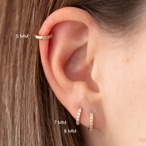 DELPHIE Gold Huggie Hoop Earrings, Sterling Silver Cz Hoop Earrings, Conch/Tragus/Lobe/Helix Hoop, Dainty Stacking Gold Hoop Earrings