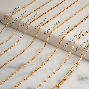 MINIMALIST 18K Gold Filled Chain Necklace, Box Chain, Rope Chain, Dainty Chain, Paperclip Chain, Twist Chain, Delicate Chain, Gift for Her