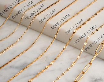 MINIMALIST 18K Gold Filled Chain Necklace, Box Chain, Rope Chain, Dainty Chain, Paperclip Chain, Twist Chain, Delicate Chain, Gift for Her