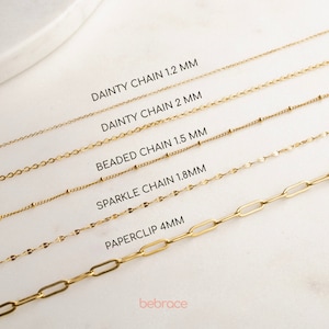 MINIMALIST Gold Chain Necklace, Dainty Chain, Paperclip Chain, Beaded Satellite Chain, Sparkle Chain, Layering Delicate Waterproof Chain