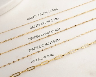 MINIMALIST Gold Chain Necklace, Dainty Chain, Paperclip Chain, Beaded Satellite Chain, Sparkle Chain, Layering Delicate Waterproof Chain