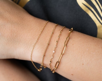 GILLI Dainty Gold Bracelet Chain, Minimalist Bracelet, Paperclip Bracelet, Beaded Bracelet, Simple Delicate Gift for Her, Bridesmaid Gifts