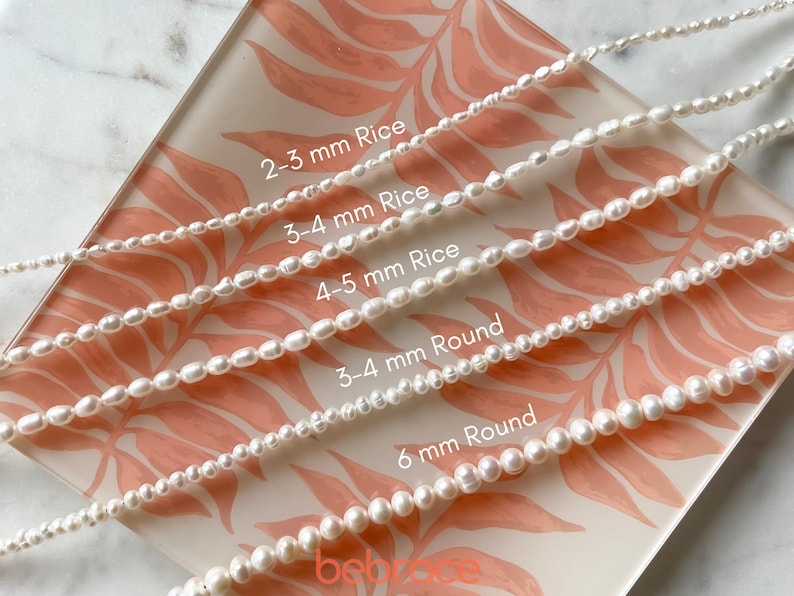 pearl necklace, 6mm round pearls, 2-3mm tiny pearls, 3-4mm small rice pearls, 3-4mm round freshwater pearls, white cultured pearl choker, 14", 16", 18", 20", 22", 24", 26"