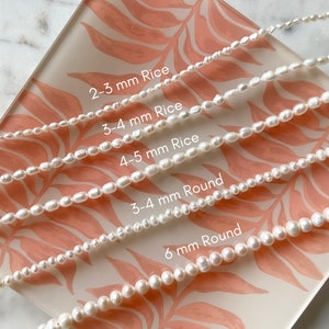 ABBY Halskette mit Süßwasserperlen in 5 Größen, winziger kleiner Perlen-Halsband für Frauen, Zuchtperlen-Halskette für Männer, 2 mm, 3 mm, 4 mm, 6 mm, Geschenk für Sie