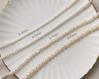 MOLLY Freshwater Pearl Necklace Choker, Real Round Pearl Necklace for Women, Pearl Necklace for Men, Gift for Her, Gift for Mom