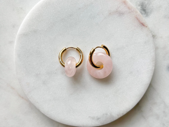 Gabi Donut Hoop Earrings Eye Candy LA Golden Naples Goldtone Cubic