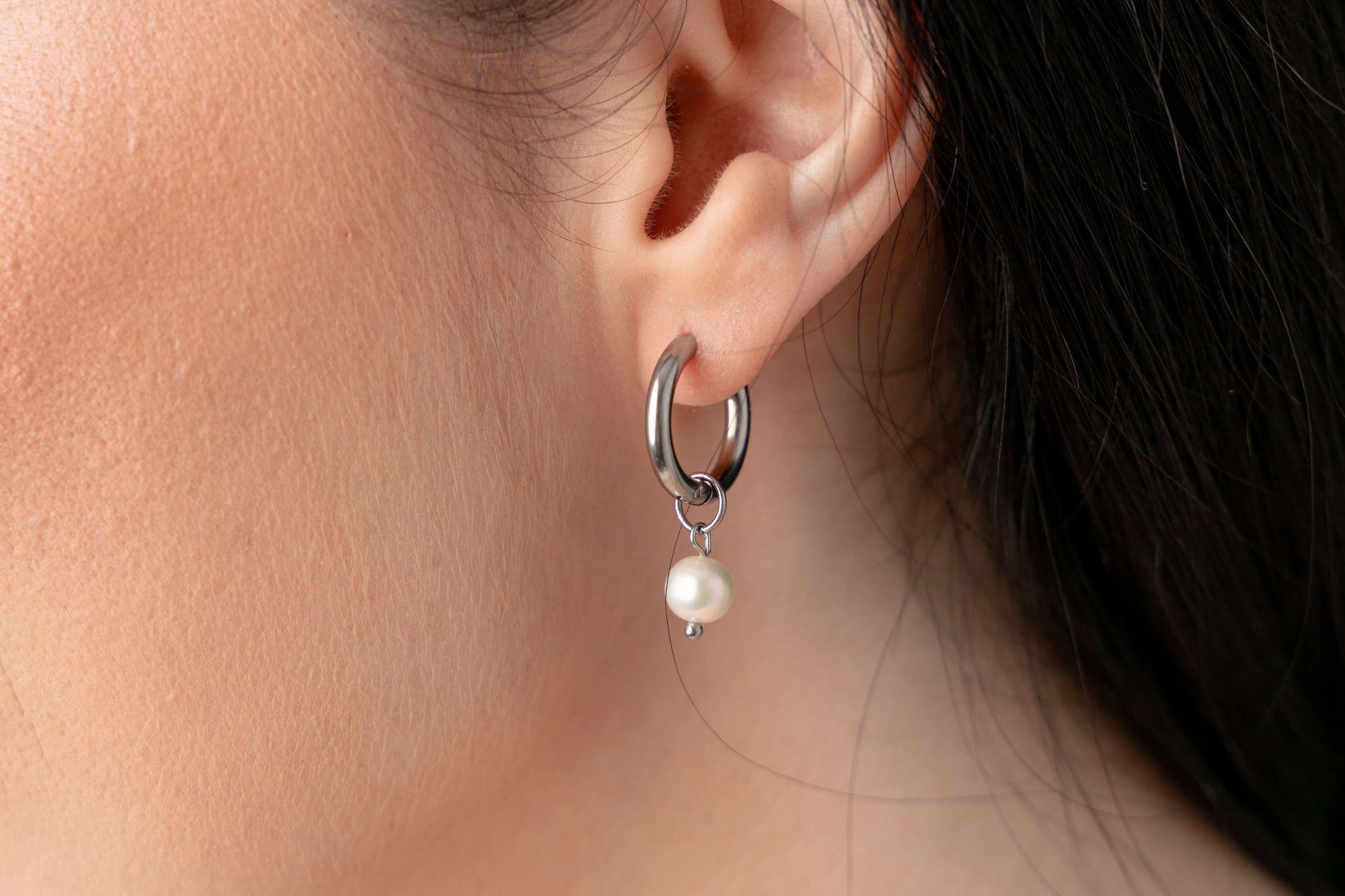 NINA (15 Styles) Natural Stone Hoop Earrings With Charm