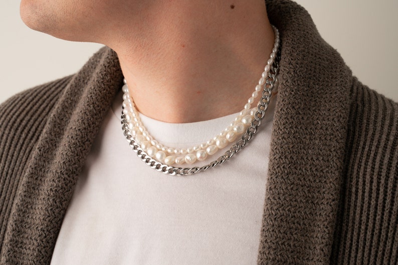 baroque pearl necklace, cultured freshwater pearls, irregular pearl choker for women and men