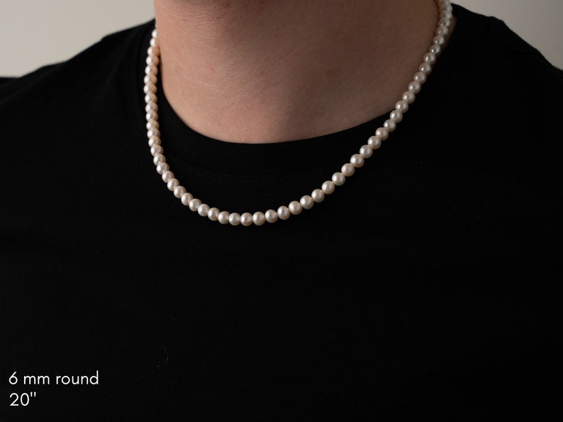 freshwater pearl necklace, 6mm round pearls, white cultured pearl choker, 14", 16", 18", 20", 22", 24", 26"