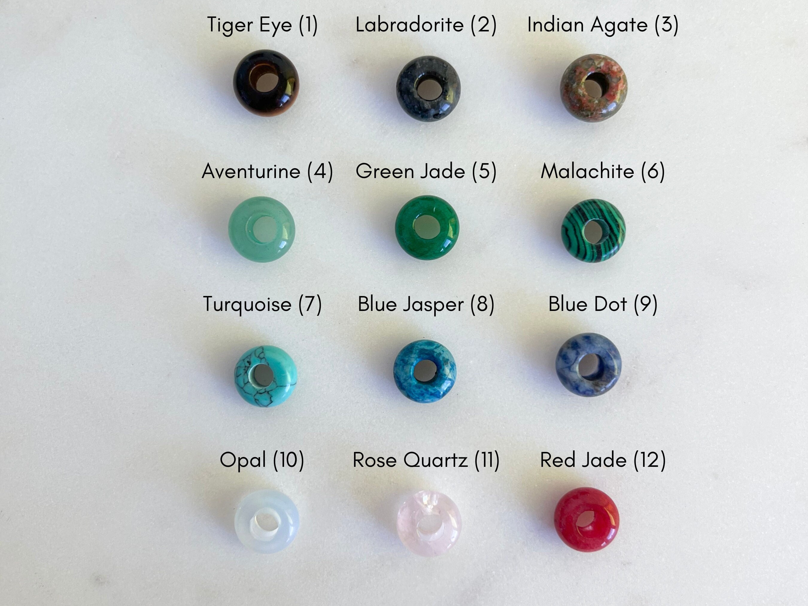 ARI Natural Stone Donut Charm, Malachite Rose Quartz Opal Turquoise Agate Jade Aventurine, Hoop Earrings Charms, Necklace Pendant Single