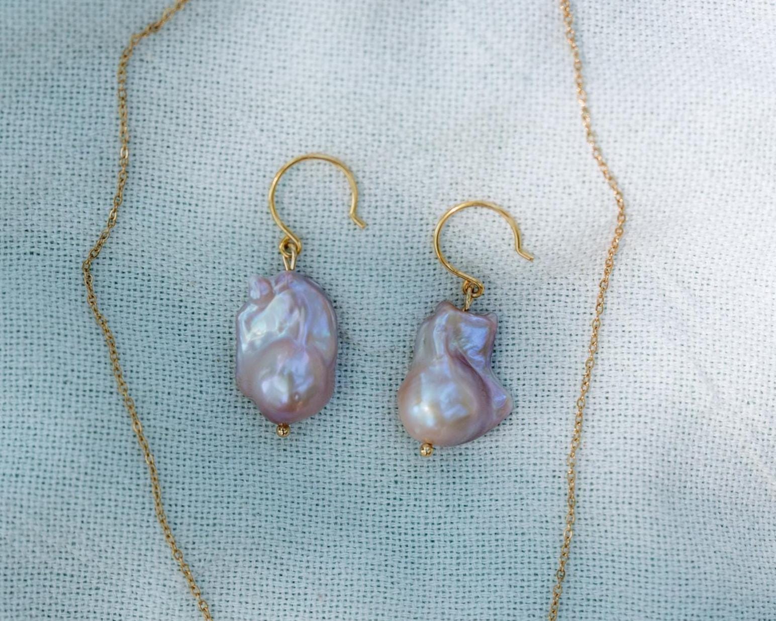 Large Baroque Pearl Earrings