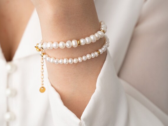 ANI Multi Strands Gold Freshwater Pearl Bracelet Cultured Pearl