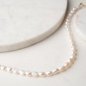 baroque pearl necklace, cultured freshwater pearls, irregular pearl choker for women and men