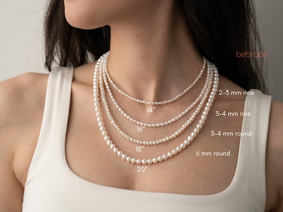 CLAM Real Freshwater Pearl Necklace Choker, Pearl Necklace for Women, 2mm  3mm 4mm 6mm Pearl Necklace Men, Rice Round Pearls, Gift for Her -   Canada