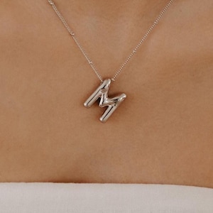 Collier lettre bulle JOY, initiales personnalisées, pendentif lettre or argent, bijoux personnalisés personnalisés, cadeau de demoiselles d'honneur