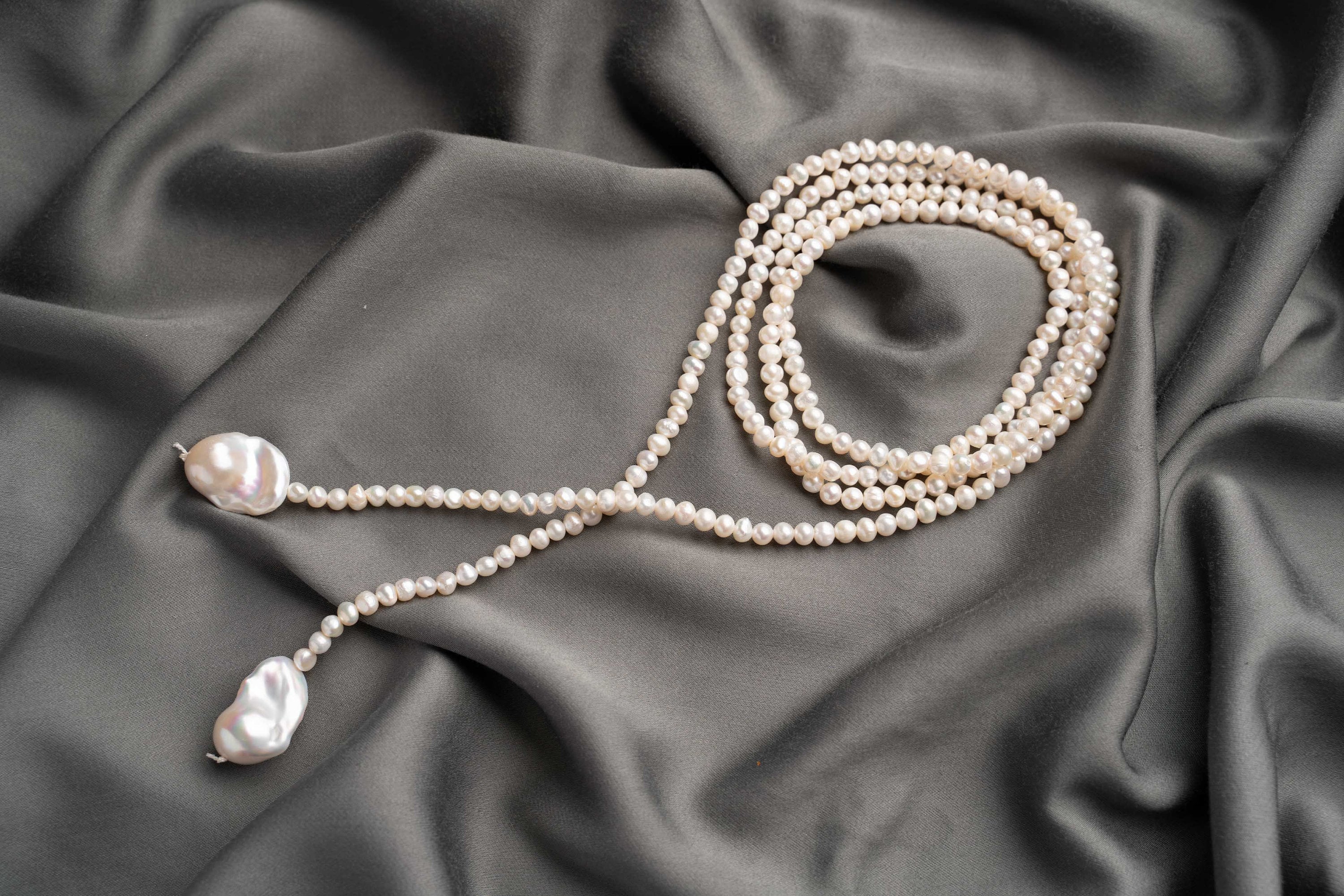 SELESTE Long Freshwater Pearl Wrap Necklace, Multilayered