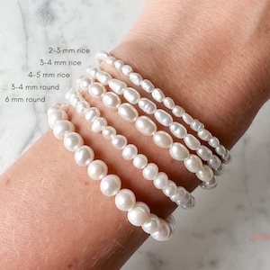 COAST Real Freshwater Pearl Bracelet for Women, Cultured Pearl Bracelet Men, Tiny Small Pearls, Pearl Bracelet for Bridesmaids, Gift for Her image 1