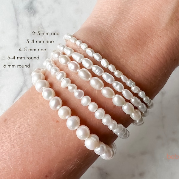 COAST Echte Süßwasserperlen Armband für Frauen, Zuchtperlen Armband Männer, winzige kleine Perlen, Perlenarmband für Brautjungfern, Geschenk für Sie