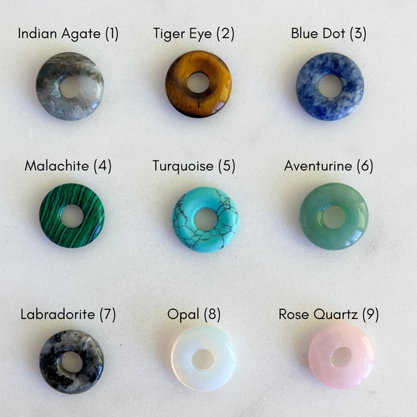 SAM (8 Styles) Natural Stone Donut Charm, Malachite Rose Quartz Opal Turquoise Agate Aventurine, Hoop Earrings Charms, Necklace Pendant
