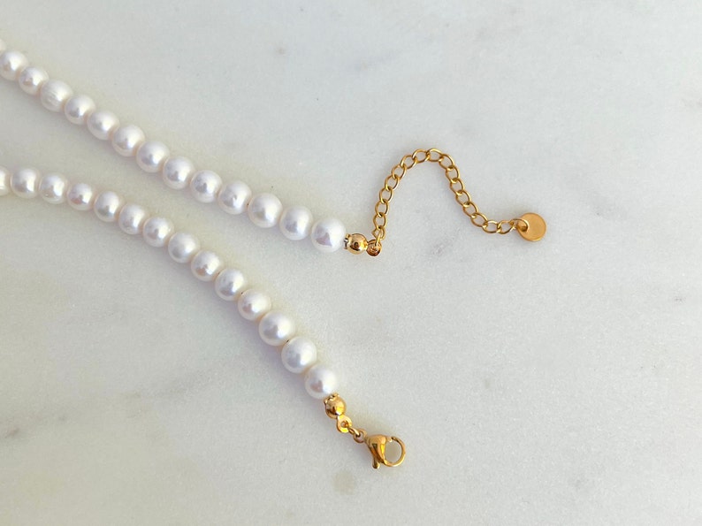 CAMILLE 6mm echte Süßwasserperlen Halskette für Frauen, klassische Perlenkette, natürliche weiße runde Perlen, Hochzeitshalskette, Geschenk für Sie Bild 3