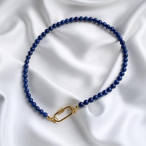 NAIROBI Blue Lapis Lazuli Beaded Necklace Choker, Lapis Lazuli Necklace, Blue Necklace, Blue Gemstone Necklace, Gift for Her