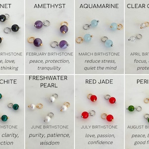 ANN 15 Styles Natural Stone Add On Charm, Personalized Jewelry, Birthmonth Jewelry, Earring Charm for Hoops, Necklace Charm,Gemstone Charm image 5