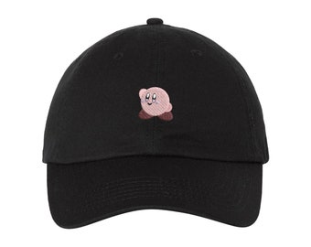 Kirby Hat, Nintendo, Adjustable Dad Hat, Embroidered Cap