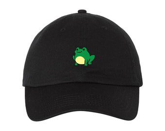 Cute Frog Hat, Adjustable Dad Hat, Embroidered Cap