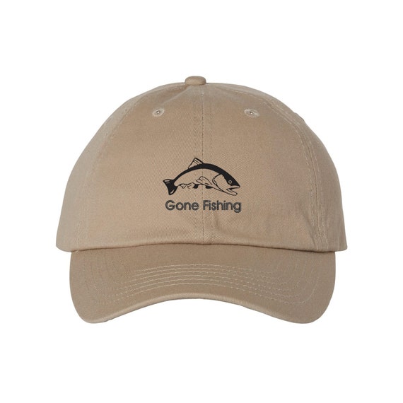 Gone Fishin, Fishing Hat, Adjustable Dad Hat, Embroidered Cap 