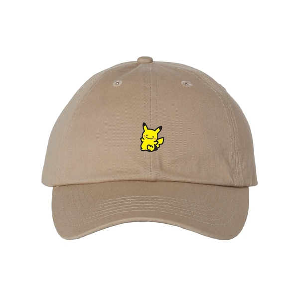 Derpy Pikachu, Pokemon Hat, Adjustable Dad Hat, Embroidered Cap