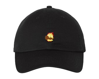 Calcifer Hat, Howls Moving Castle, Adjustable Dad Hat, Embroidered Cap