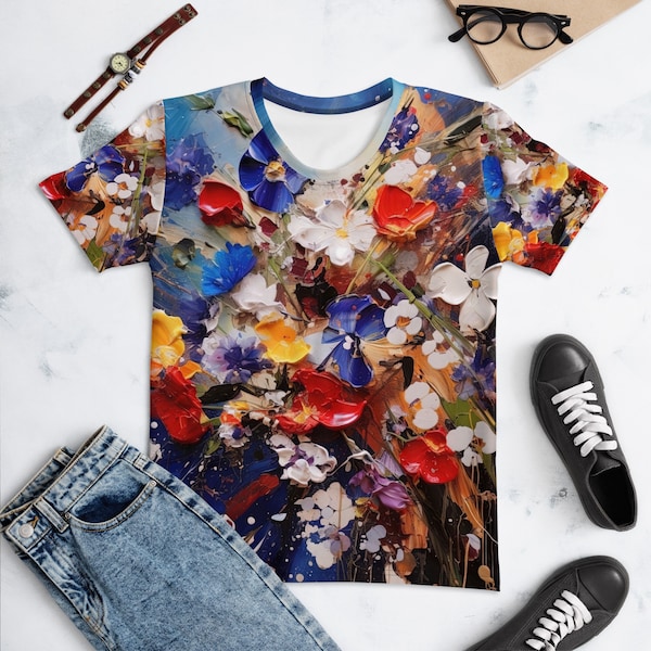 Floral Abstract Thick paint all-over print Women's T-shirt