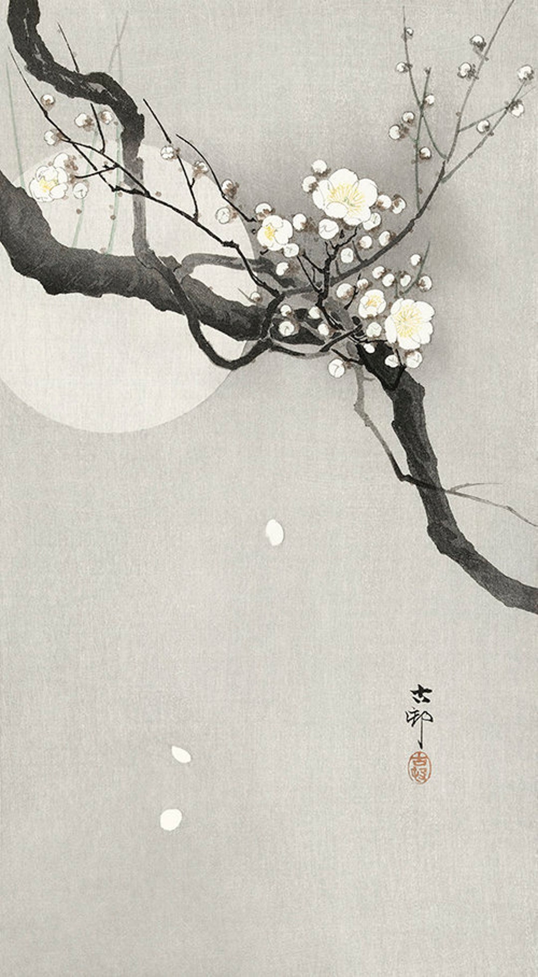 Plum Blossom and Full Moon Japanese Art - Etsy