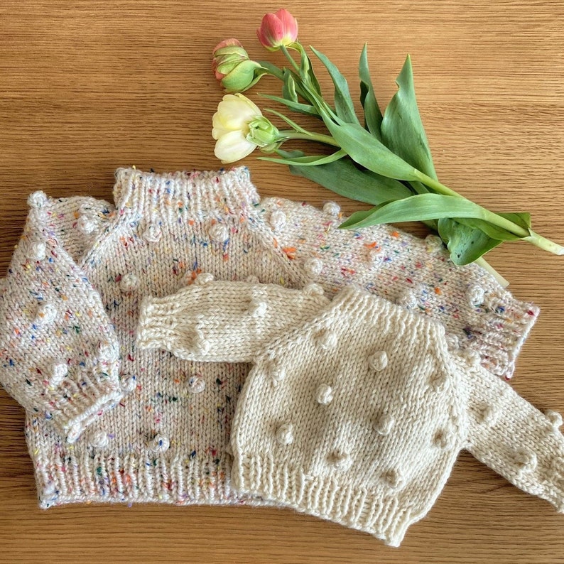 Baby Bobble Sweater Knitting Pattern PDF Etsy