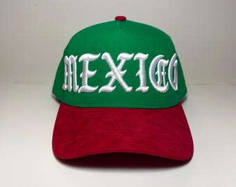 Mexico National Soccer Hat Suede Two Tone Red Brim