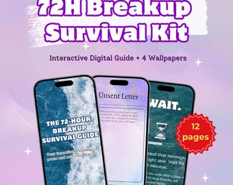 Trennung-Überlebensleitfaden: Die ersten 72 Stunden, interaktives digitales Journal für Heilung, No-Kontakt-Unterstützung, Angstlinderung, Wallpaper, Playlist