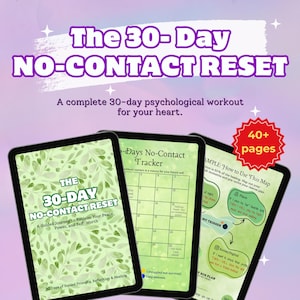 Diario de 30 días sin contacto para sanar una ruptura, agenda digital de replanteamiento cognitivo, guía de reinicio emocional, cuaderno de amor propio, Goodnotes PDF